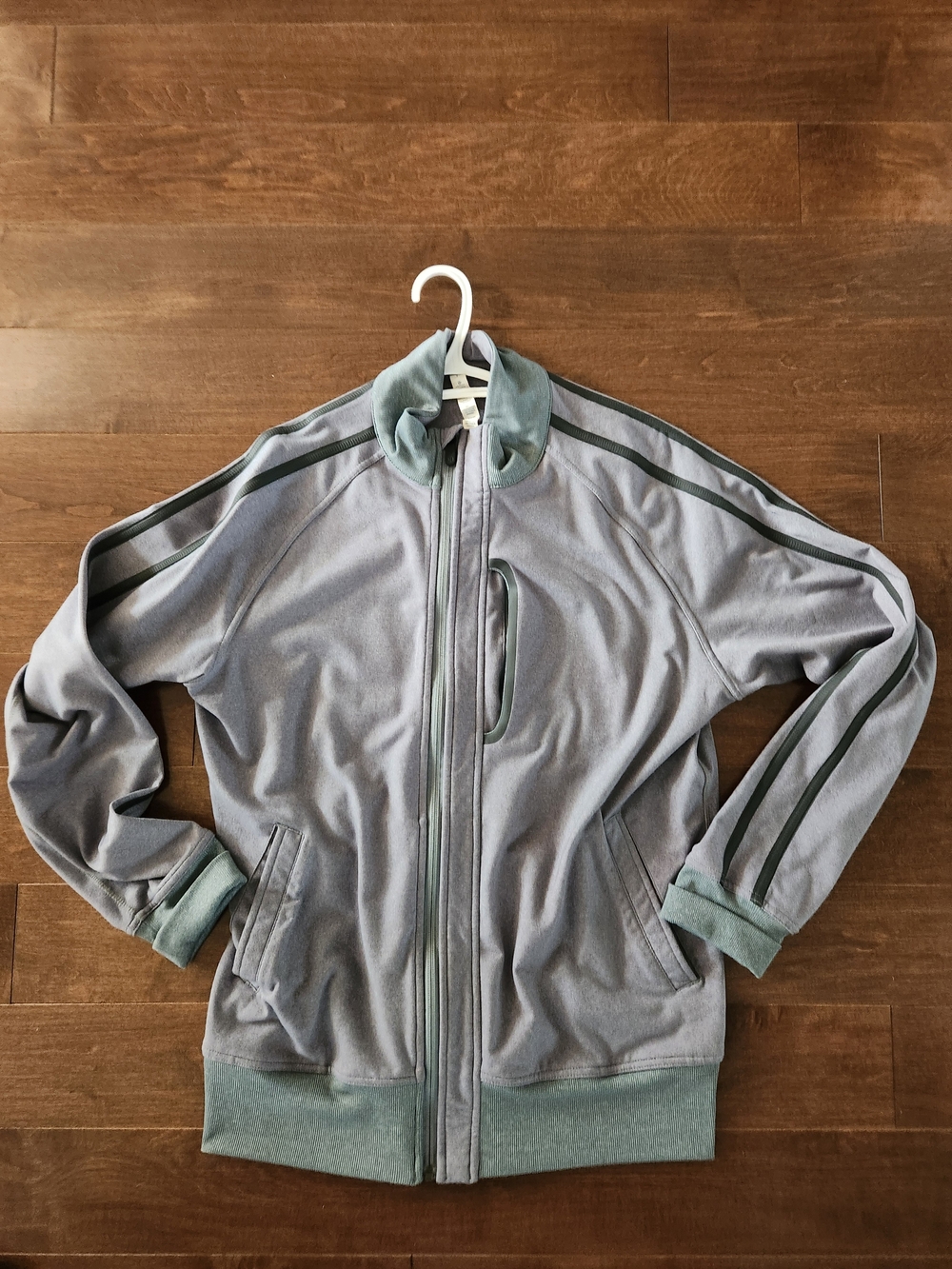 lululemon athletica Light Gray Track Jacket with Green Trim